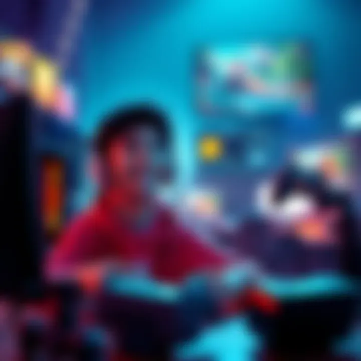 A player enjoying cross-platform gaming on multiple devices including a gaming PC, Xbox Series X, and a portable console.