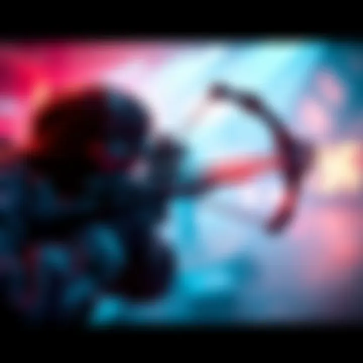 A player aiming a crossbow weapon in an intense gaming scene, showcasing its design and responsiveness.