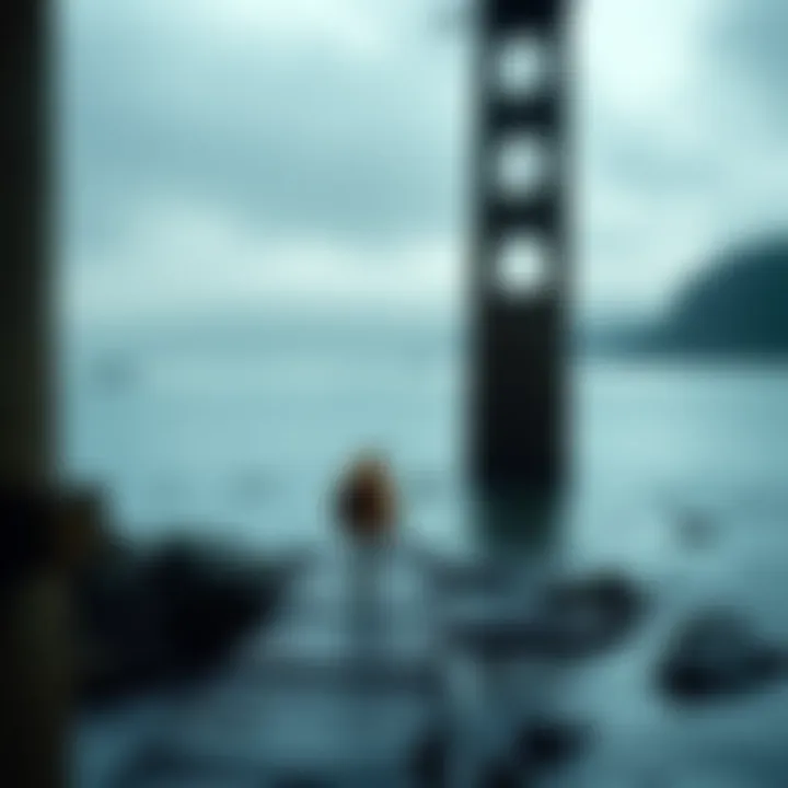 A person carefully walking along a broken bridge surrounded by water, exploring alternative paths to cross safely.