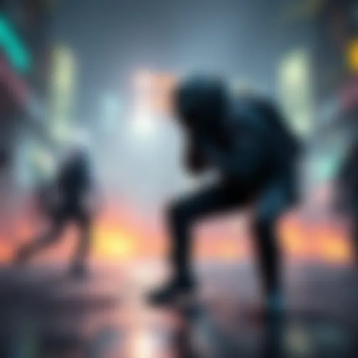 A game character abruptly standing up from a crouched position during gameplay, showing a glitch that disrupts movement.