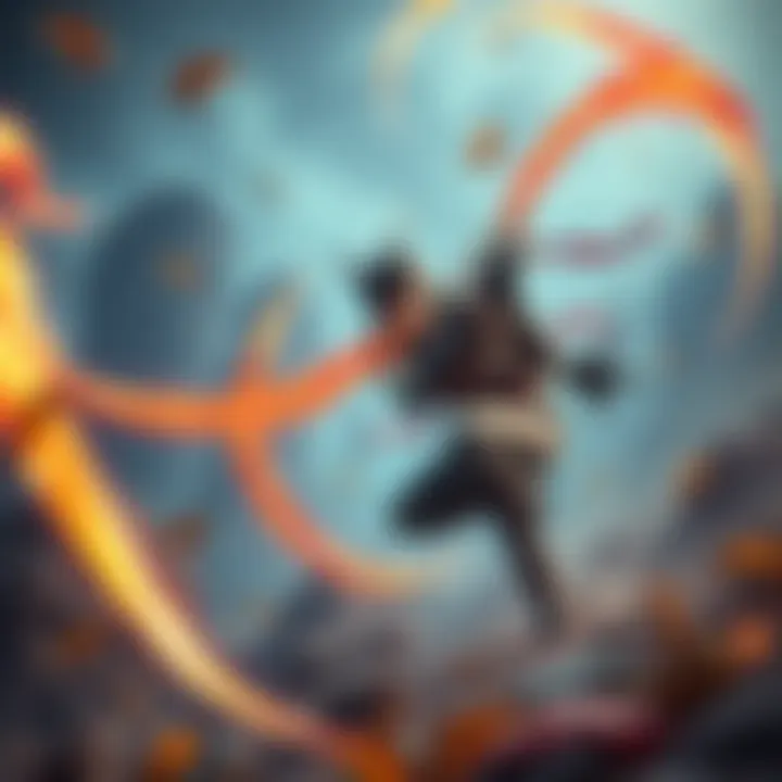 A gamer crouching to avoid large whips swinging towards them in a dynamic gaming scene.