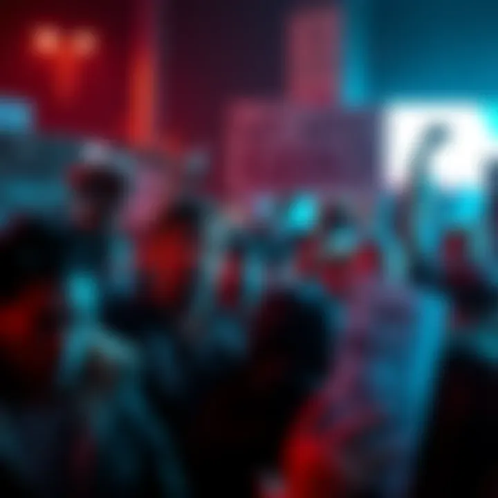 A crowd of people expressing anger A group of individuals gathered, showing frustration and protest during a public event, with signs and raised fists