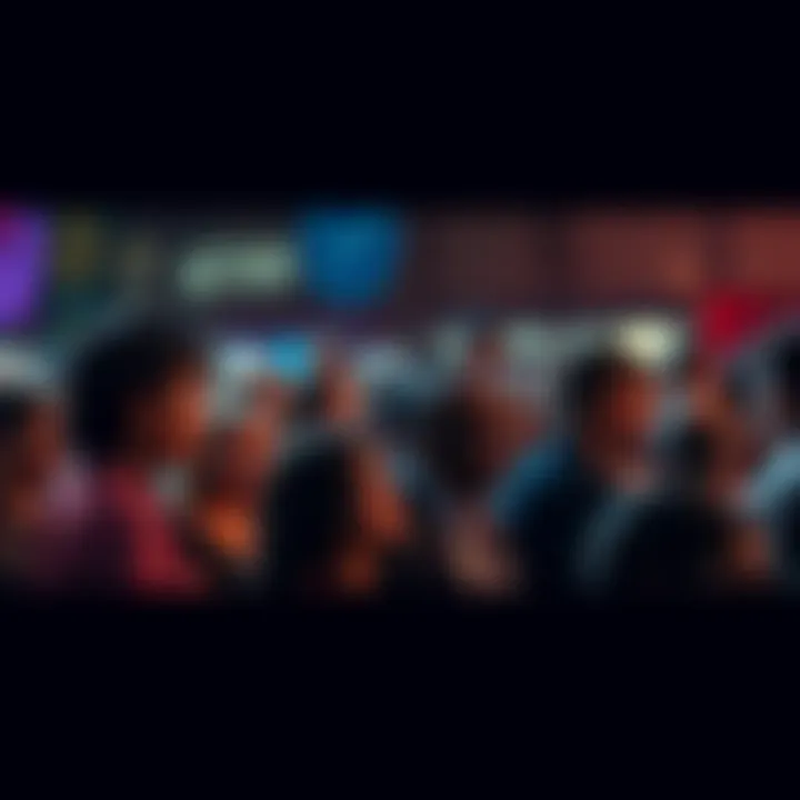 People gathered in a group discussing a recent event, looking concerned and engaged in conversation.