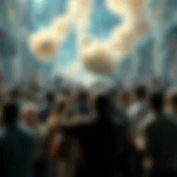 A diverse crowd of people standing in shock, pointing and whispering as they witness a surprising occurrence.