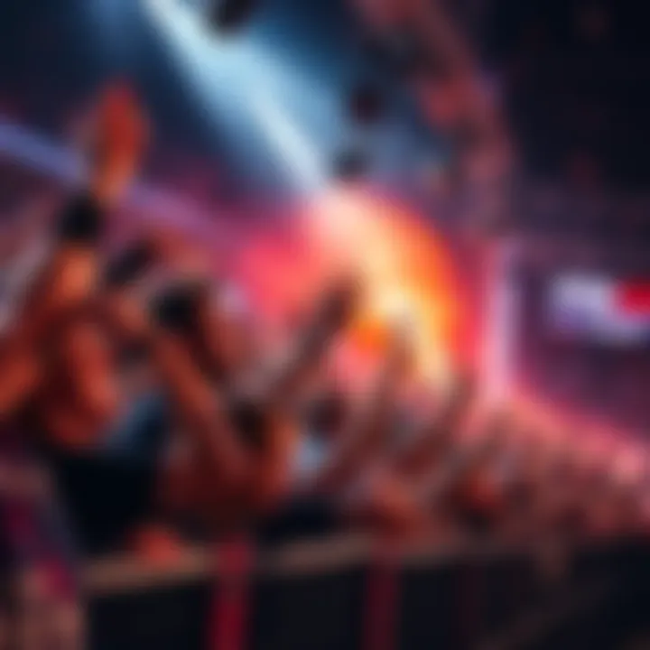 Fans cheering and enjoying a lively fight event with excitement and energy in the air