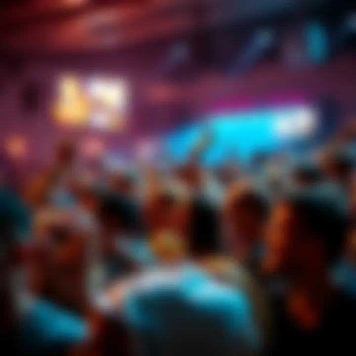 A lively crowd enjoying various fun activities at the event, filled with laughter and excitement.