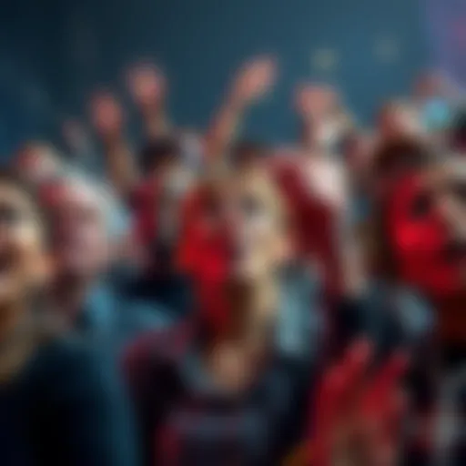 A crowd of surprised people reacting to unexpected news, showing expressions of disbelief and curiosity.