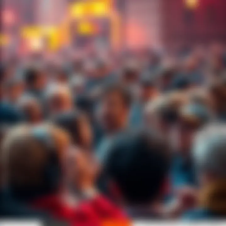 People gathered in shock and concern after a shooting, expressing emotions and discussing the situation.