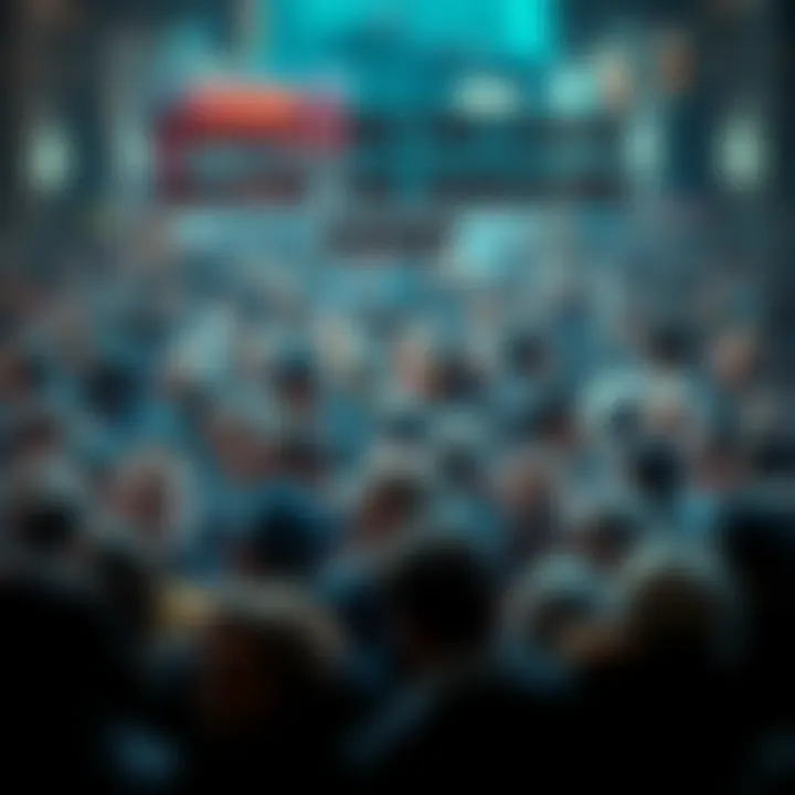 A large crowd gathered in shock and disbelief, some people talking while others look surprised, with signs of concern on their faces.