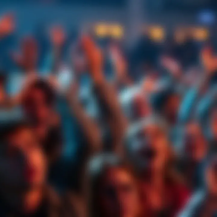 A diverse crowd expressing surprise and disbelief at a news event, some with hands on their heads and others with open mouths in shock.