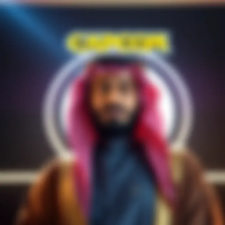 Saudi Crown Prince Mohammed Bin Salman stands with a Capcom logo in the background, symbolizing his investment in the gaming company.