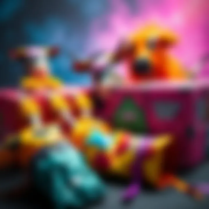 A colorful display of the exclusive Cruddy Cow ultra rare trash pack featuring unique designs and vibrant colors.