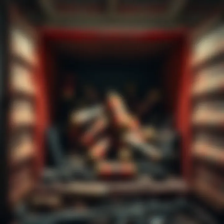 A close-up of crude explosives found in a container, surrounded by debris and gear, highlighting players' frustrations.