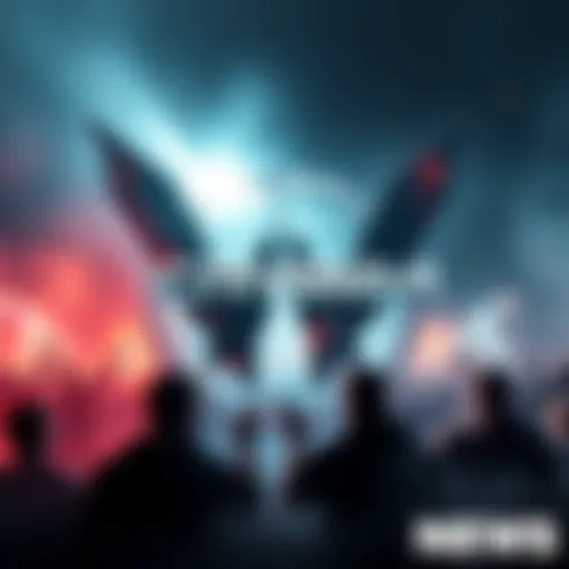 Visual of a broken game logo with fans showing mixed emotions