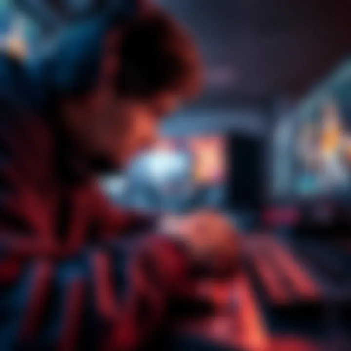 A focused CSGO player practicing keyboard control techniques, adjusting fingers on the keyboard while gaming