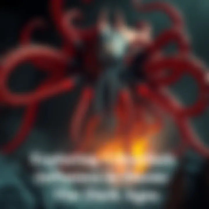 A Cthulhu-like tentacle monster emerging in a dark game environment, showcasing unique features and designs
