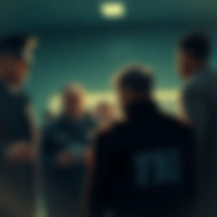 Cuffem Facing FBI Inquiry Cuffem being questioned by FBI agents in a tense scene, showcasing the seriousness of the situation regarding his remarks.