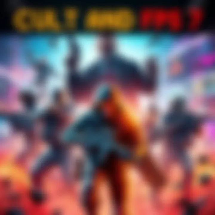 Cult and FPS Game Cover A dynamic scene showcasing characters from cult and first-person shooter games, surrounded by vibrant graphics and action elements.