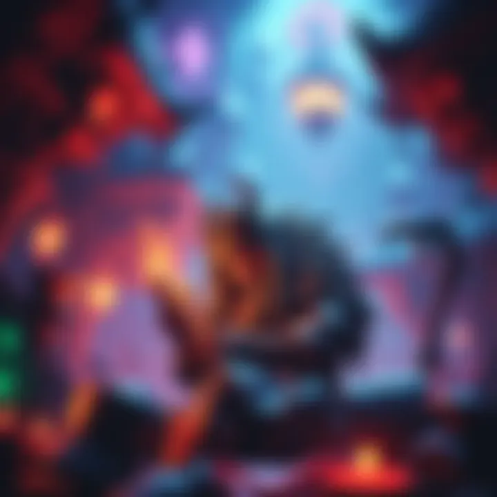 Cult Upgrade in Game A character gathering lore while enhancing their cult in a vibrant gaming environment.