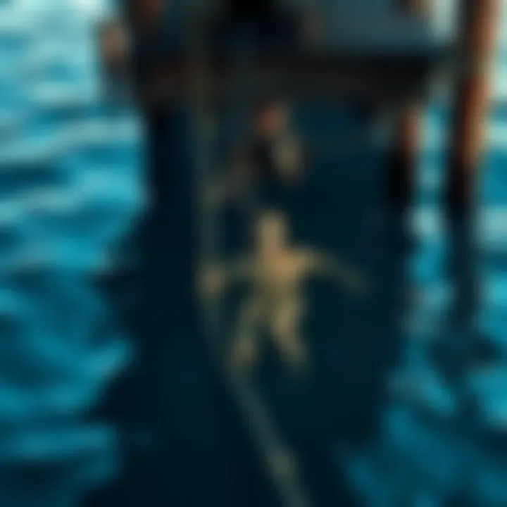 Cultist Floating in Water A cultist figure appears to be floating in water, partially submerged under a dock, suggesting uncertainty about their fate.