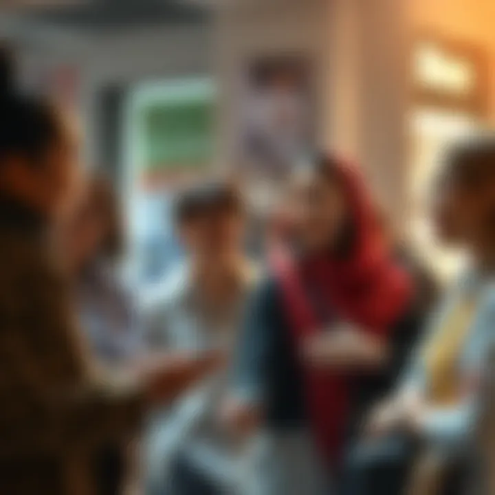 A group of diverse individuals engaged in conversation, showcasing different communication styles influenced by Muh immersion.