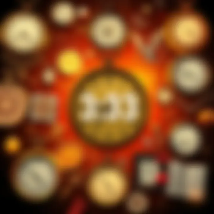 Various cultural symbols representing the significance of 3:33, including clocks, numerology charts, and folklore images.