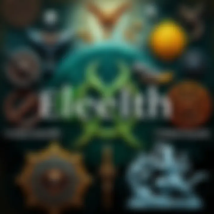 Cultural Symbols Representing Eleleth A collage of various cultural symbols and historical references that represent the name Eleleth.