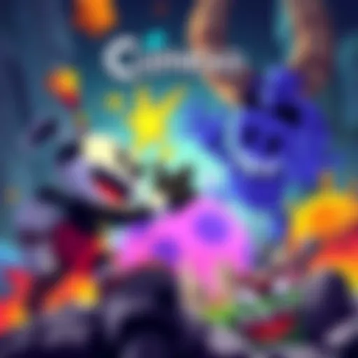 Scene from Cuphead showing Cuphead and Mugman battling against a colorful and difficult boss in a vibrant cartoon world