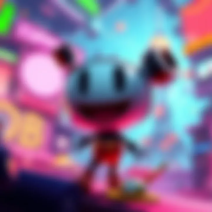 Cuphead character in a colorful gaming environment, showcasing the game on a cloud gaming platform.