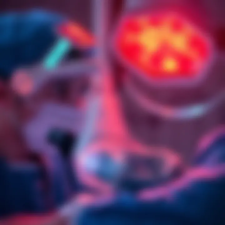 A medical professional using advanced technology to treat a patient with a fungal infection while they are still alive, focusing on brain function preservation.