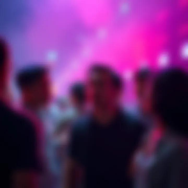 Curious crowd discussing a mystery Group of people talking eagerly about an unknown figure online
