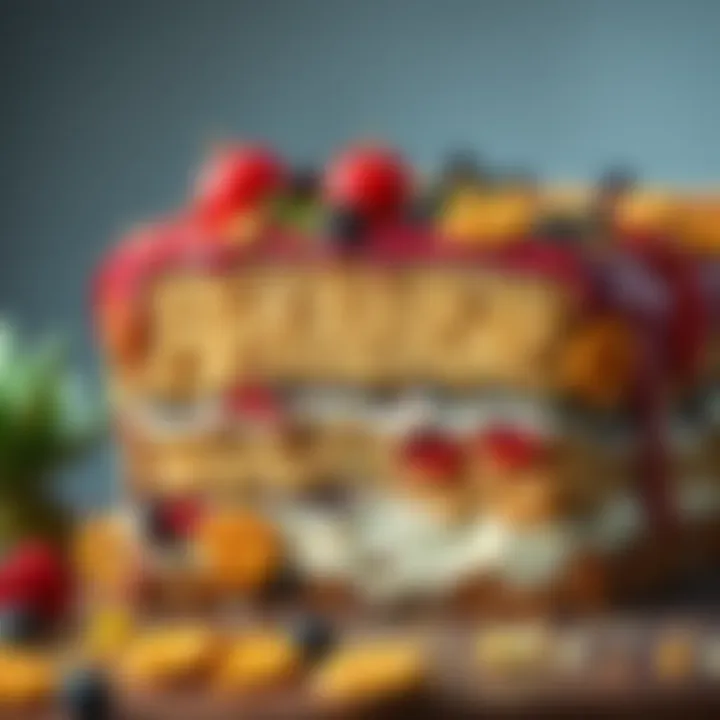 A colorful cake made with unexpected ingredients, showcasing its strange mix and a hint of Chilluminati influence.