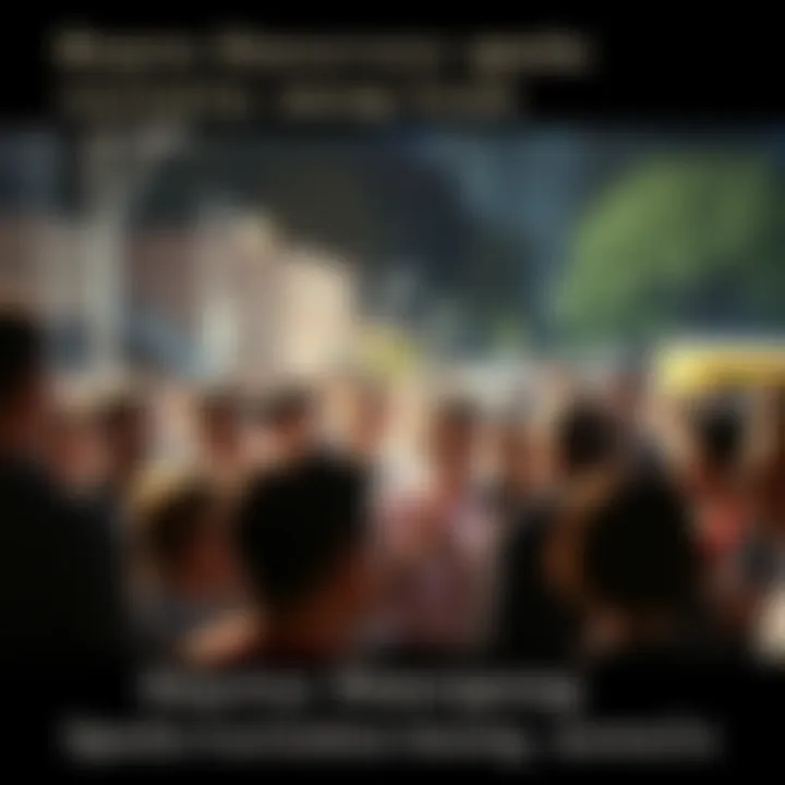 A group of people discussing a strange object found in their neighborhood, showing expressions of curiosity and intrigue.