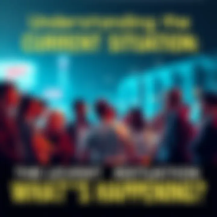 People discussing current events Group of people talking about recent news and its effects on society