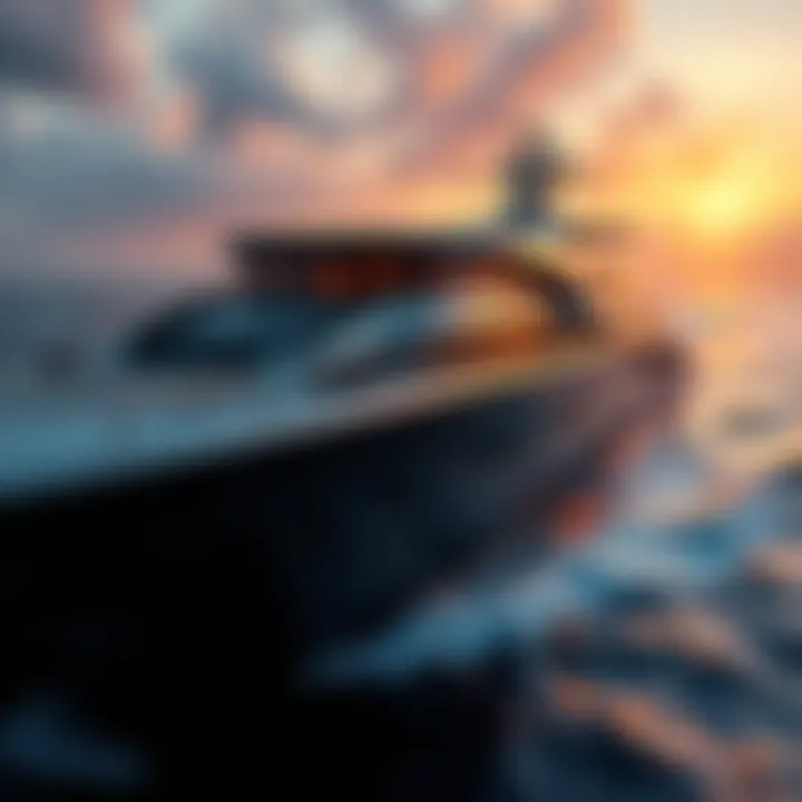 A close-up view of a modern ship showcasing its sleek design and advanced capabilities at sea.