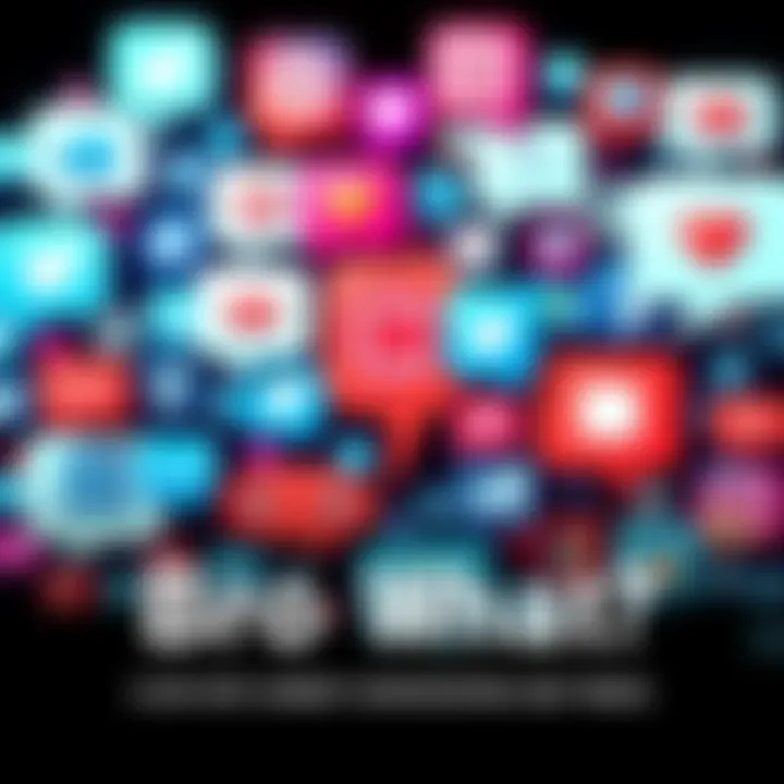 A collage of social media icons and chat bubbles representing trending conversations online