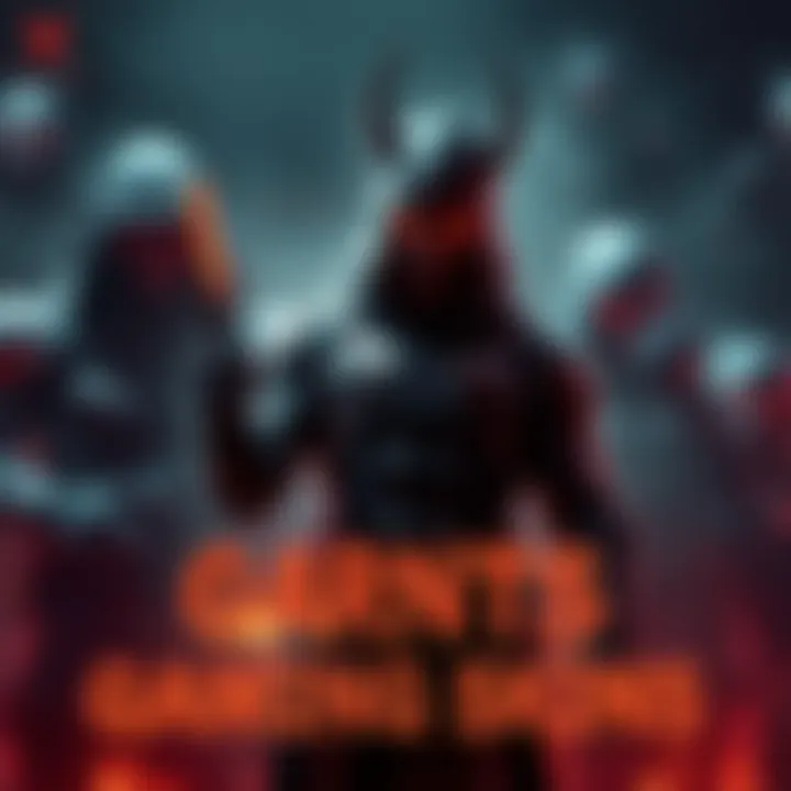 A collection of gaming character skins displayed with dark, ominous effects to represent bad luck and targeting in gameplay.