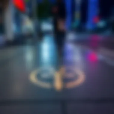 A strange symbol, the Cursemark of Death, is seen on a sidewalk, capturing the attention of a passing person who looks surprised and cautious.