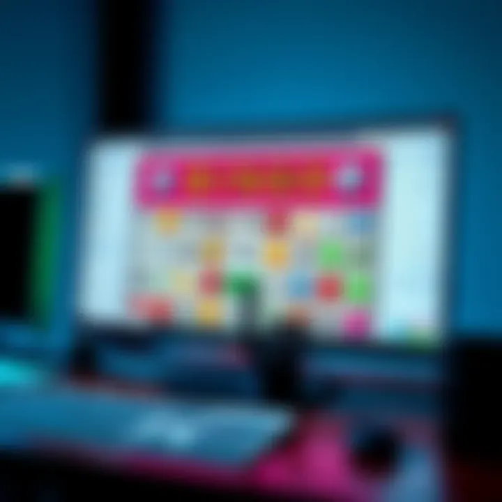 Custom Bingo Card Design in Excel A colorful, personalized bingo card displayed on a computer screen with design tools open in Excel.