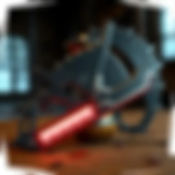 A prototype shield saw featuring a design inspired by the video game Doom: The Dark Ages, showcasing a blend of a shield and a saw with a medieval aesthetic.