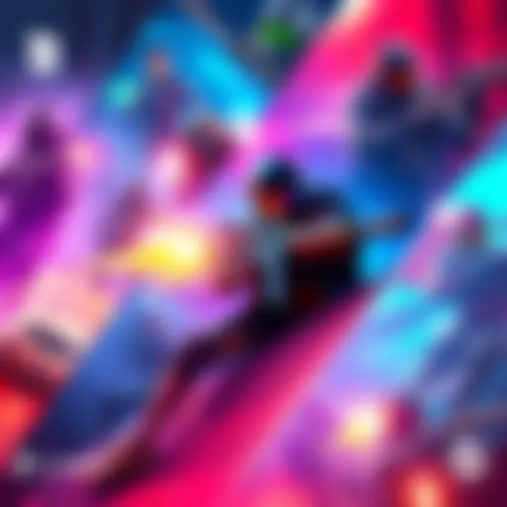 A collage of various competitive game modes including 1v1 Mirror Random and Ana paintball with vibrant graphics.