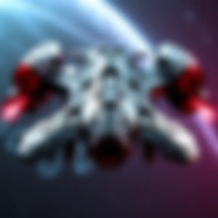 A detailed view of a custom gunship inspired by Halo and Alien, showcasing its sleek design and futuristic features.