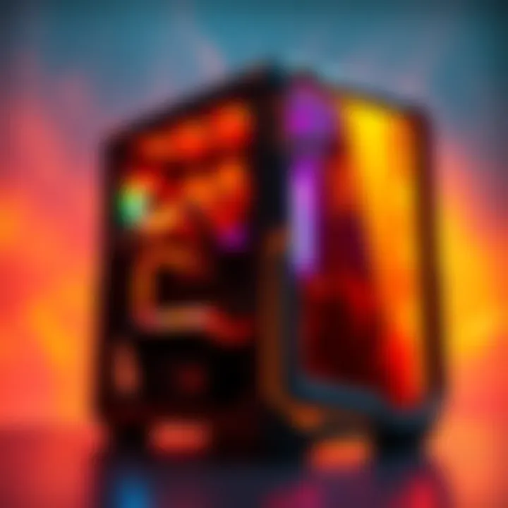 A custom Nvidia PC designed with Arc Raiders elements, featuring a Raider backpack-inspired frame and vibrant water cooling system, showcasing high-end craftsmanship.