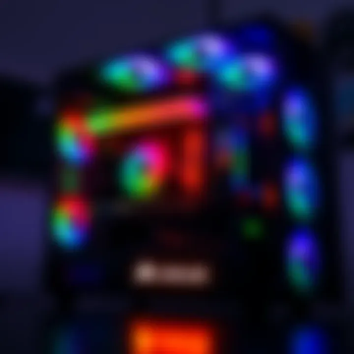 Custom PC with Corsair Fans A custom-built PC featuring six Corsair fans and an AIO cooling system, showing airflow setup for optimal cooling performance.