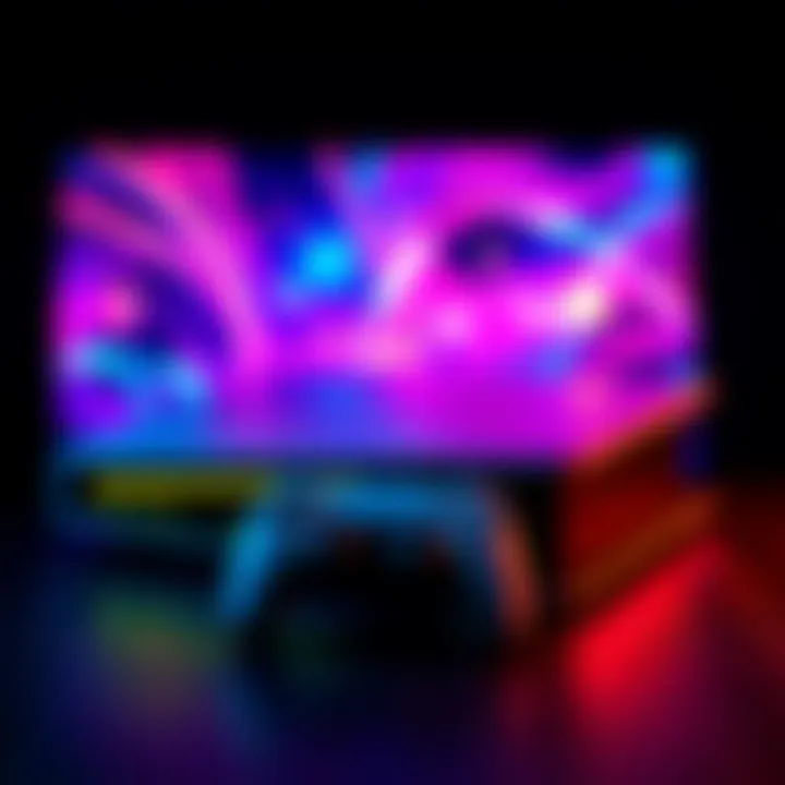 A personalized PlayStation 5 console with a unique background design, enhancing its visual appeal.