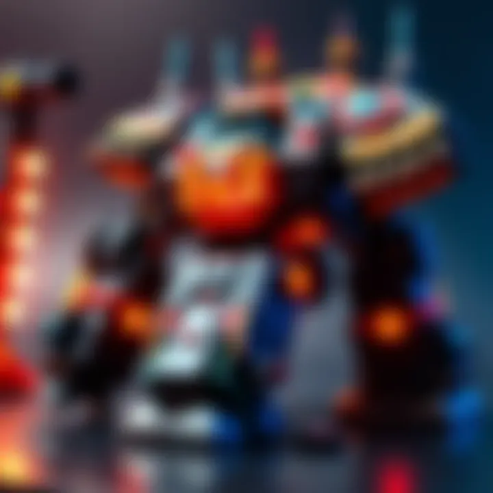 A detailed custom Mega Construx Dreadnought model from Warhammer Ultramarines with vibrant colors and intricate design.