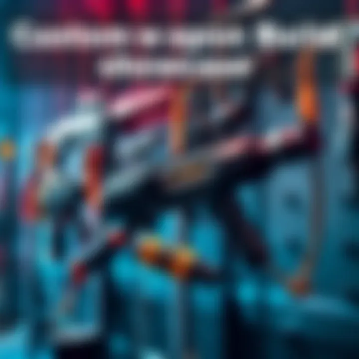 A display of various custom weapon builds, including a puppet string and hammer combination, illustrating their design and features