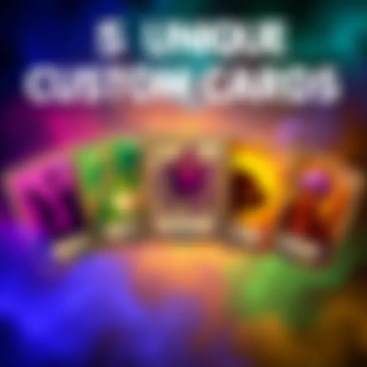 Five unique custom cards, each representing a different tribe, displayed together