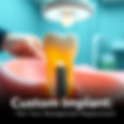 A close-up of a unique dental implant designed to look different from a typical tooth, showcasing its functionality and aesthetics, placed in a dental setting.