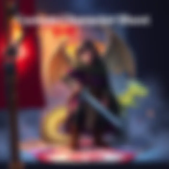 An artist's custom character sheet for Dungeons & Dragons featuring colorful designs and illustrations